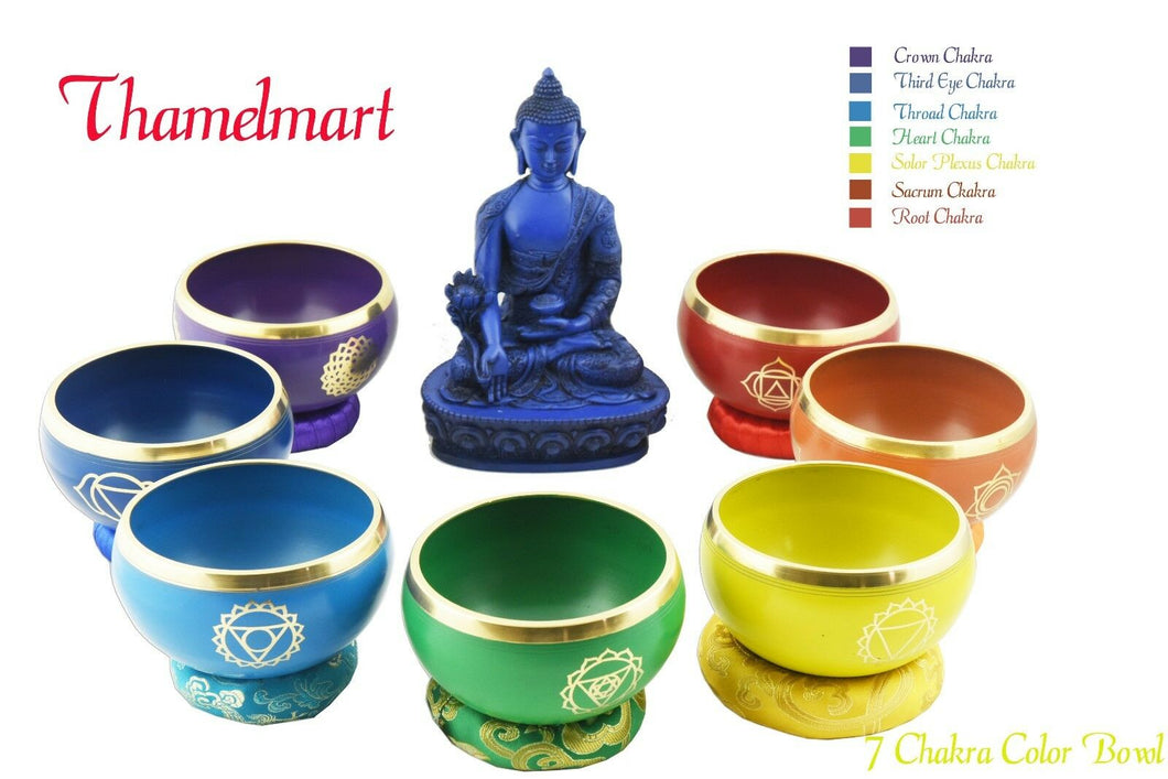 Chakra Healing Tibetan Singing Bowls Set of 7 for Meditation-handmade in Nepal
