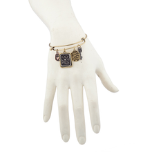 Load image into Gallery viewer, Lux Accessories Be Brave and Keep Going Inspirational Charm Bangle Bracelet