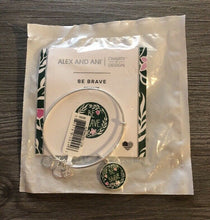 Load image into Gallery viewer, Alex and Ani BE BRAVE Shiny Silver Charm Bangle New W/Tag Card