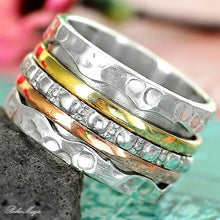 Load image into Gallery viewer, Sterling Silver 925 Spinning Ring Meditation Spin Spinner Golden Tapping New