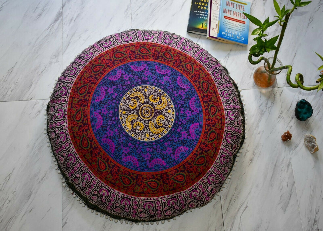 - Floor Pillow 32 Inch Round Meditation Cushion--Cover & Insert -- 4 Rings