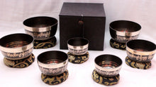 Load image into Gallery viewer, Om Mani Padme Hum Tibetan Singing Bowl Set of 7-Chakra Healing Meditation Bowls
