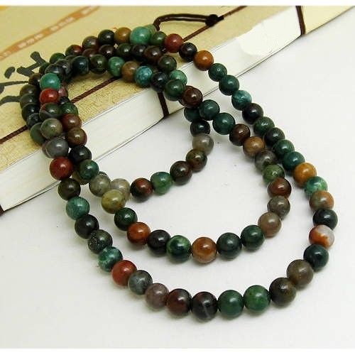 Tibetan 108 6mm Indian Jade Buddhist Meditation Prayer Beads Mala Necklace -26